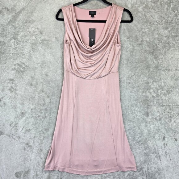 Banana Republic Dress Womens Small Cowl Neck Sleeveless Midi Ruched Monogram - Picture 1 of 13